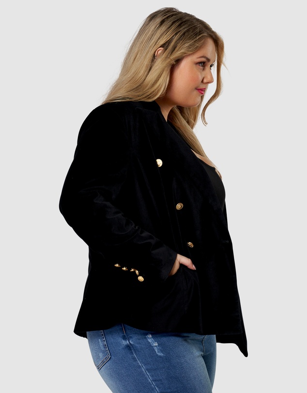 Pink Dusk by Curve Project - Take  A Vow Velvet Blazer