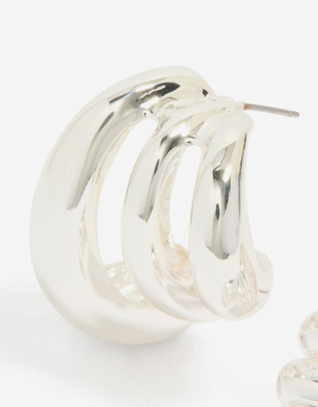 Lovisa - Silver Smooth Layered Half Hoop Earrings