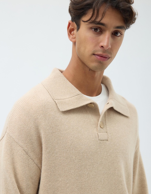 AERE - Wool Blend Oversized Collar Polo