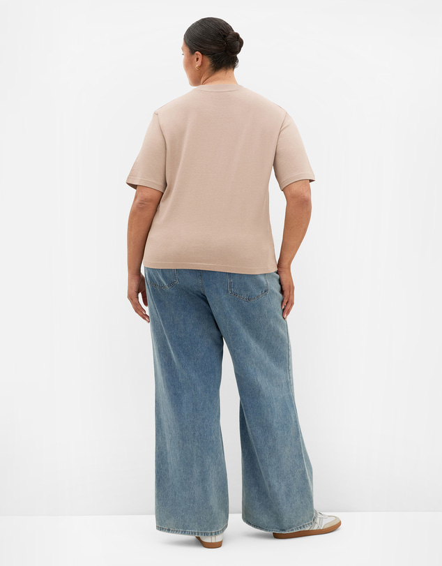 City Chic - Plus size Tahlia Cotton Knit Tee - stone