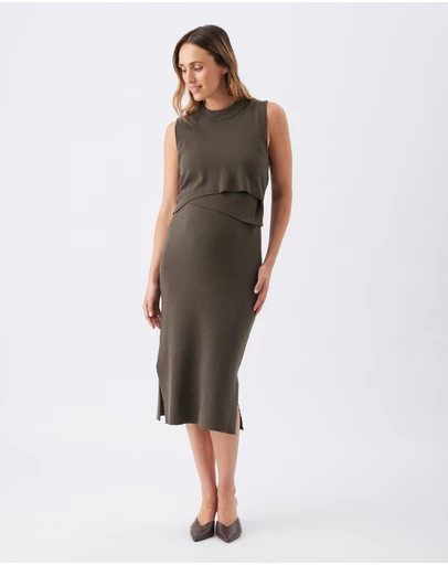 Ripe Maternity - Layered Knit Nursing Dress
