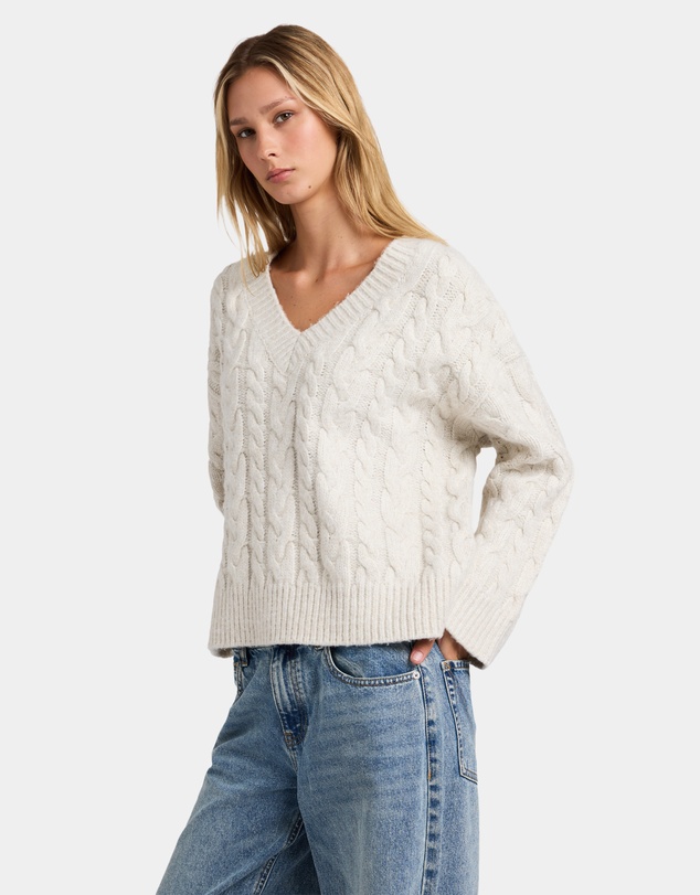 RVCA - Womens Cable V Neck Sweater