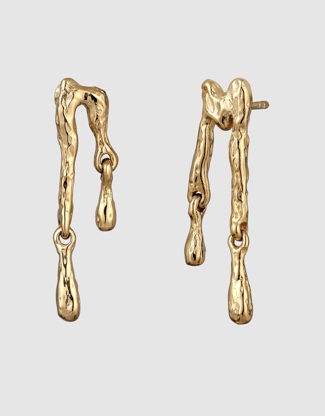 Elli Jewelry - Elli Jewelry Molten Drip Stud Earrings in Gold-Plated 925 Silver