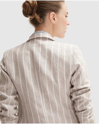 Trenery - Linen Yarn Dyed Stripe Double Breasted Blazer