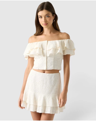 GUESS - Sade Ruffle Off Shoulder Top