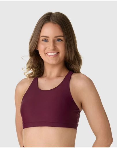 Modest Mermaid - Burgundy Dusk Bikini crop top