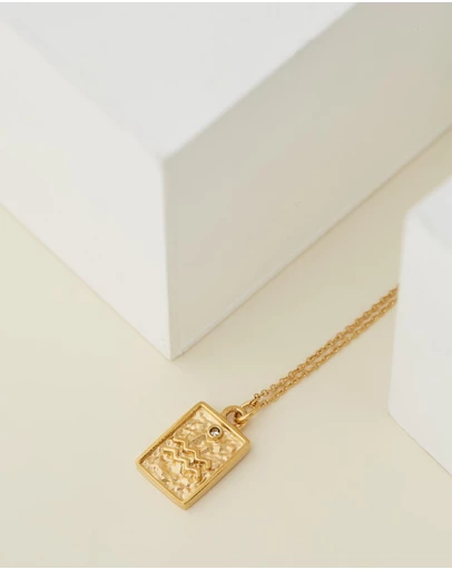 Carly Paiker - Aquarius Star Sign Zodiac Tag Necklace