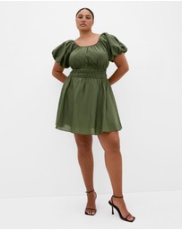 City Chic - Plus Size Lilli Mini Dress - olive