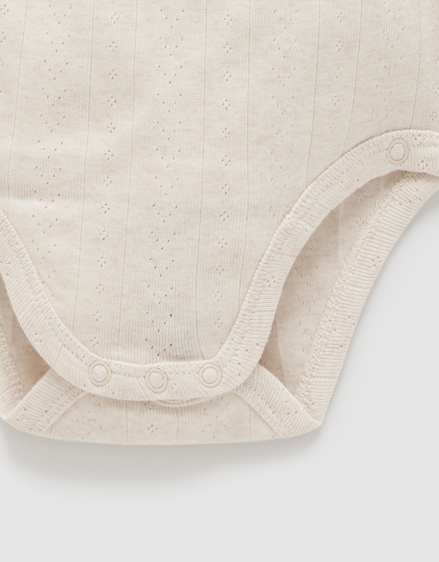 Purebaby - Ess Pointelle LS Wrap Bodysuit-Babies