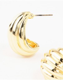 Lovisa - Gold Plated Brass Ribbed Hoop Earrings