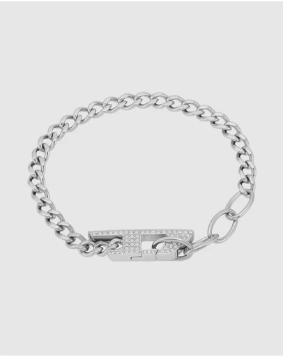 Diesel - D Logo Silver-Tone Bracelet