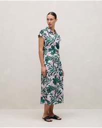 Trenery - Arbour Cap Sleeve Midi Shirt Dress in True Green