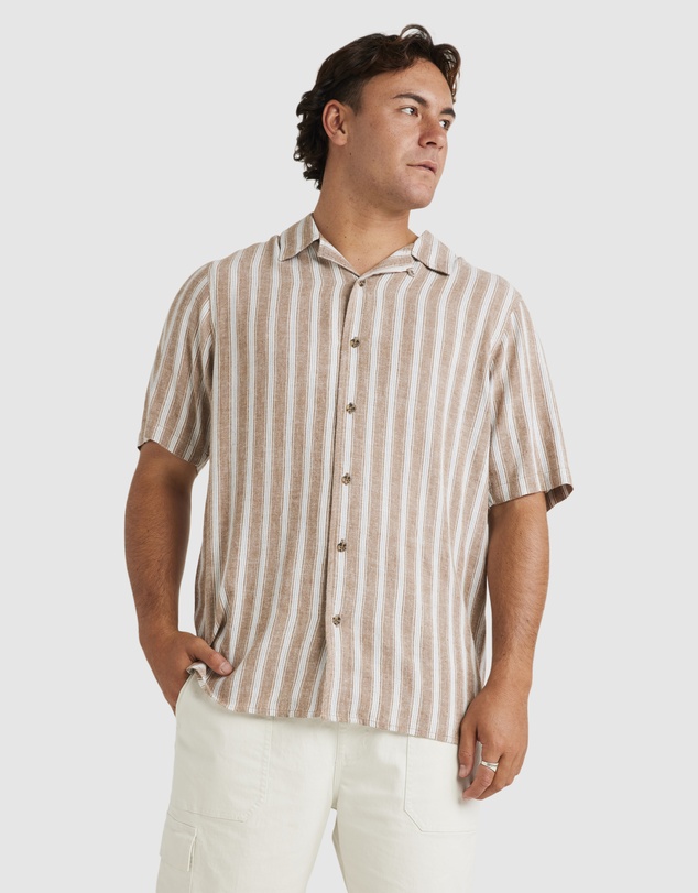 RVCA - Mens Beat Stripe Vintage Short Sleeve Shirt