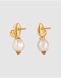 Elli Jewelry - Earrings Stud Pearl Flower 925 Sterling Silver Gold-Plated