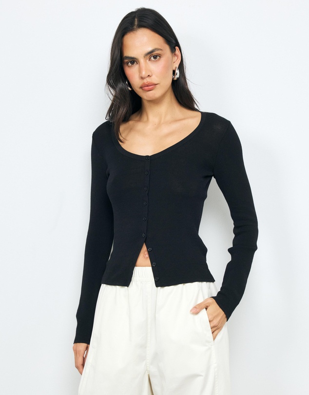 AERE - Lyla Organic Cotton Knit Cardigan