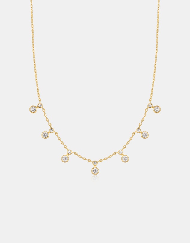 Ania Haie - Gold Graduated Bezel Round Drop Station Necklace