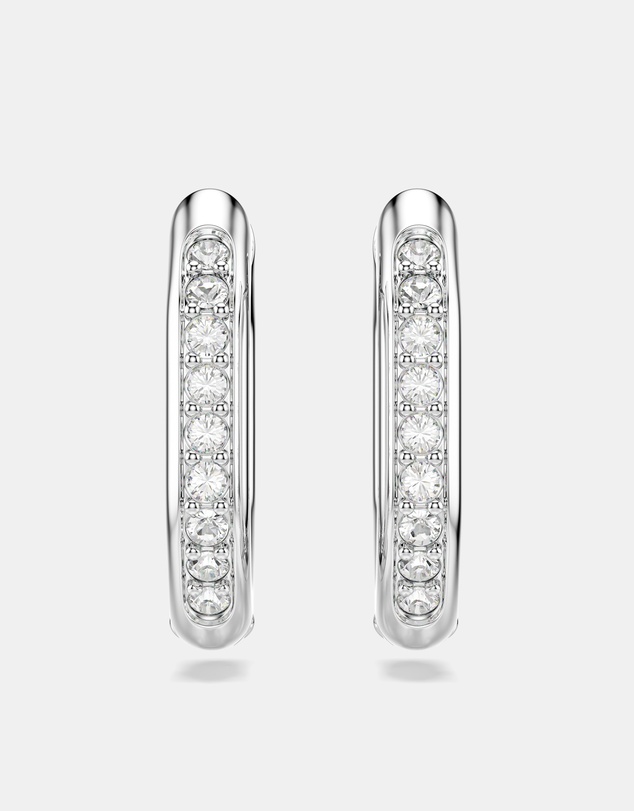Swarovski - Dextera Hoop Earrings, Octagon Shape, Round Cut, Small, White, Rhodium-Plated