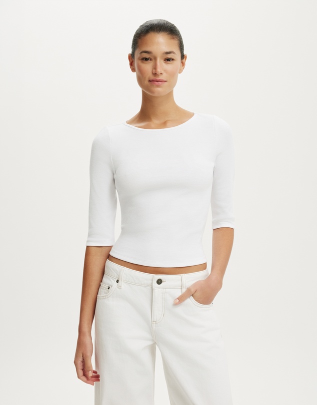 Cotton On - Boat Neck 3/4 Sleeve Top