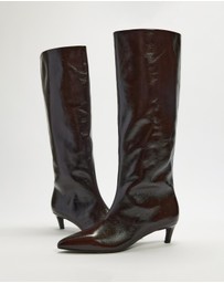 AERE - Nara Knee High Heeled Leather Boots