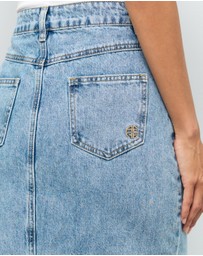 AERE - Mid Rise Denim Midi Skirt