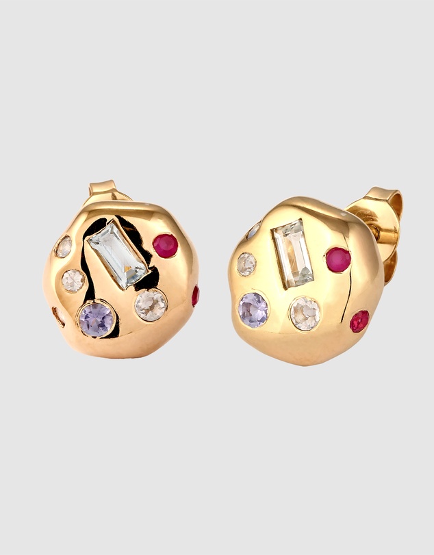 Elli Jewelry - Moonstone Stud Earrings in Gold-Plated 925 Silver