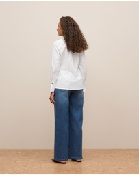 Trenery - Cotton Poplin Wrap Shirt in Marshmallow