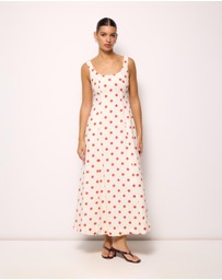 AERE - Ava Polka Dot Linen Maxi Dress