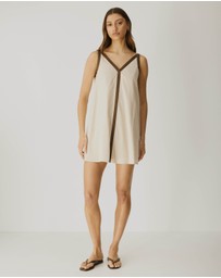 Atmos&Here - Contrast Linen Blend Mini Dress