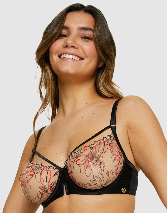 Sans Complexe - Alberta Sheer Embroidery Half Cup Wired Bra