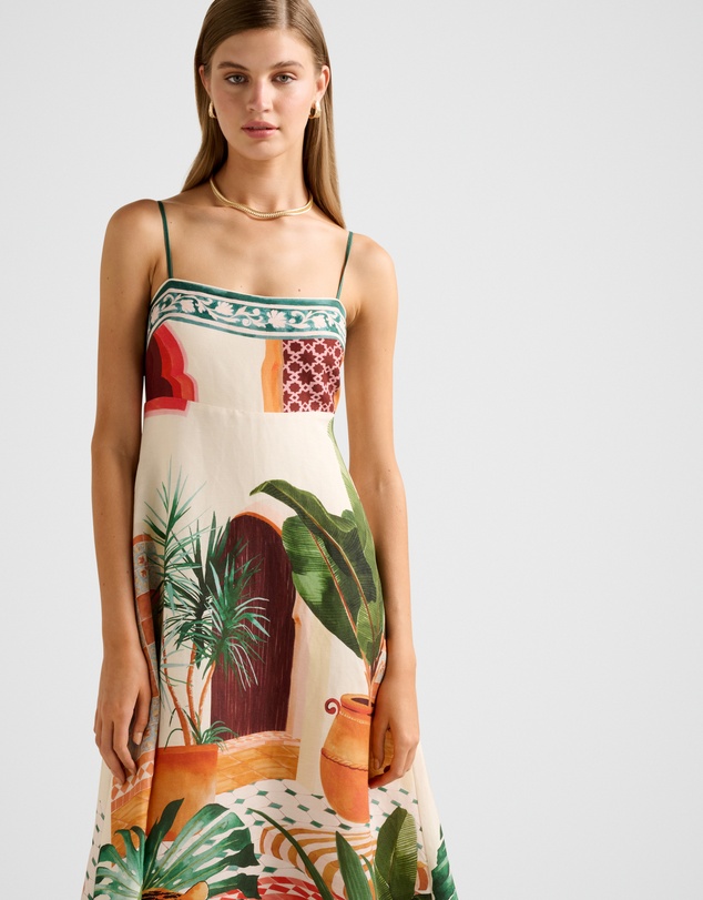 Forever New - Bianca Printed Linen Midi Dress