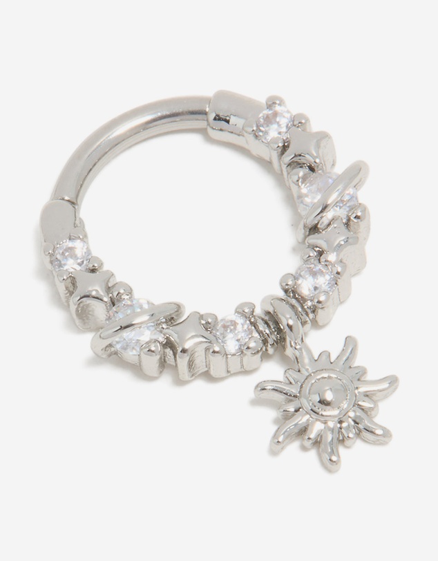 Lovisa - Surgical Steel Cubic Zirconia Celestial Star Drop Clicker Ring