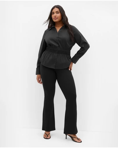 City Chic - Plus size Ponte Flare Leg Pant - black