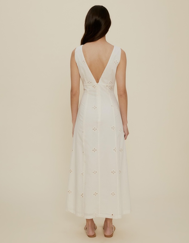 The Fated - Esther Column Broderie Midi Dress