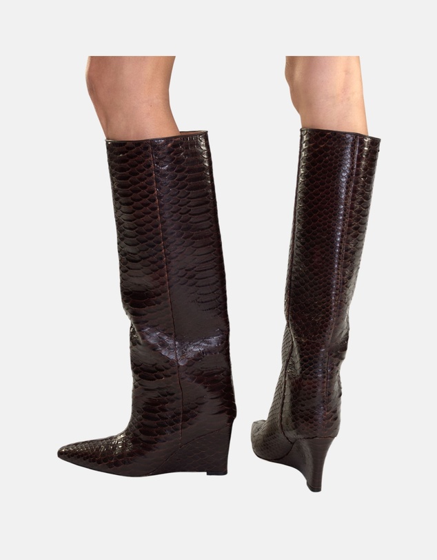 Cynthia Rowley - Embossed Leather Wedge Boot