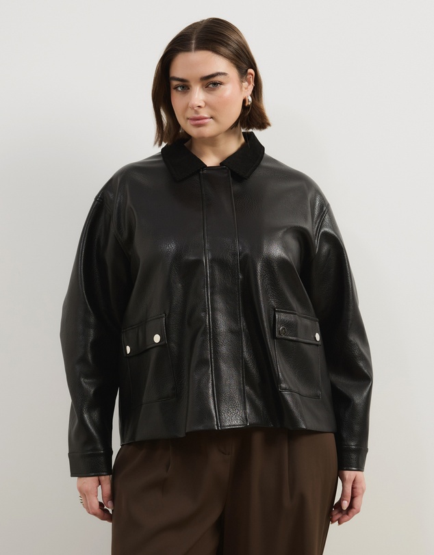 Atmos&Here Curvy - Mabel Leather Look Jacket