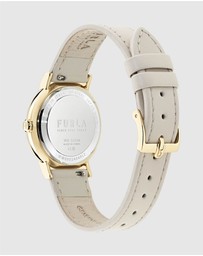 Furla - Easy Shape Yellow Gold-Tone Grey Leather Strap Watch