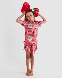 Kip&Co - I Love Christmas Spot Kids Organic Cotton Short Sleeve Tee Frill Short Pyjama Set - Kids