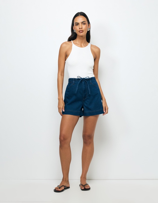 AERE - Eden Denim Drawcord Shorts