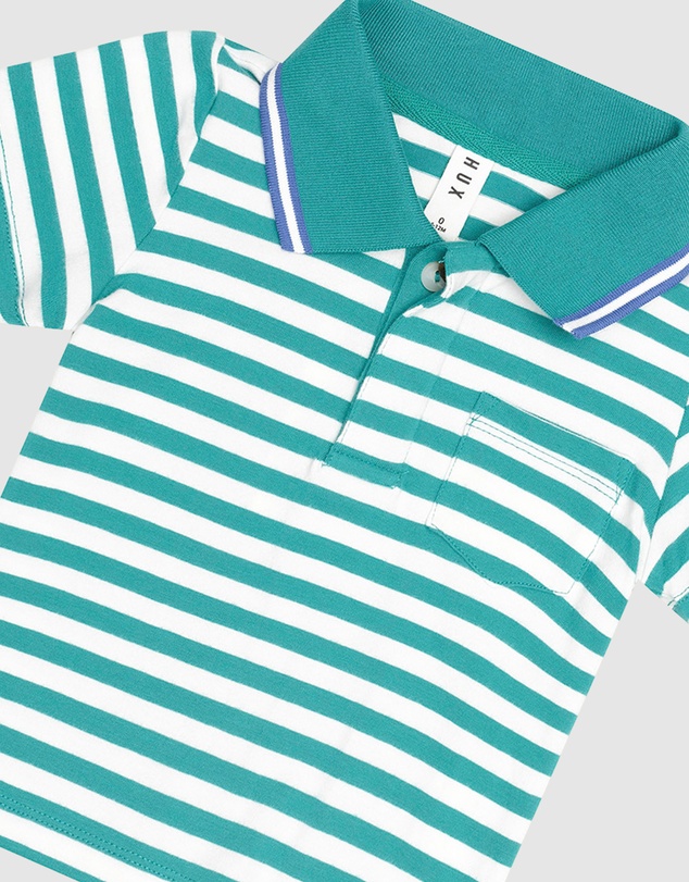 Huxbaby - Green Stripe Polo - Babies-Kids
