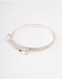 Lovisa - Silver Diamante Pearl Double Row Bangle