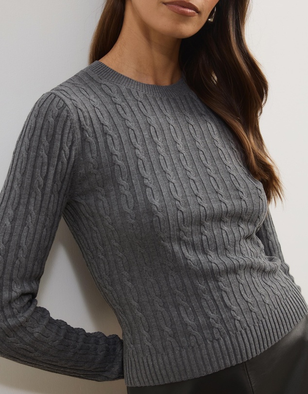 Atmos&Here - Tessa Crewneck Cable Knit Sweater