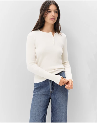 UNISON - Wool Henley Knit