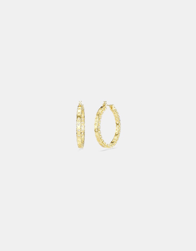 Swarovski - Matrix Hoop Earrings, Round Cut, White, Gold-Tone Plated