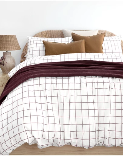 Bambury - Grid Boysenberry Flannelette Quilt Cover Set