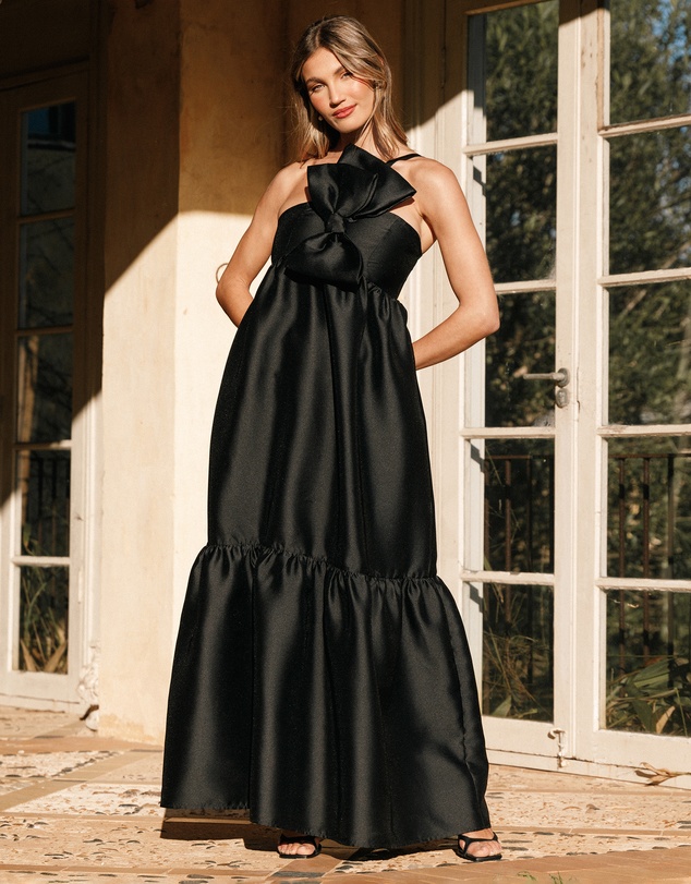Petal & Pup - Betina Bow Front Maxi Dress - Black