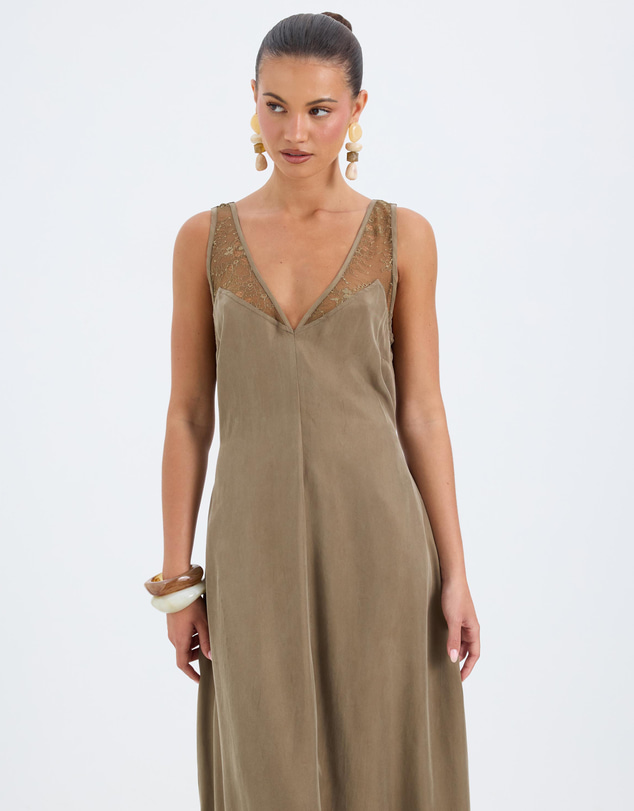 Calli - Piper Cupro Lace Insert Midi Dress