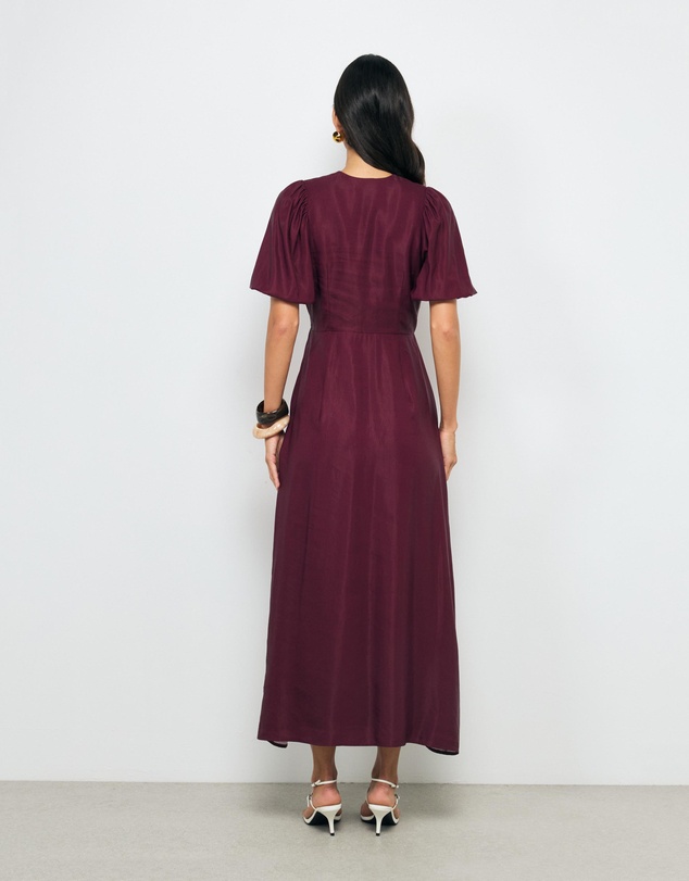 AERE - Ravenna Puff Sleeve Midi Dress