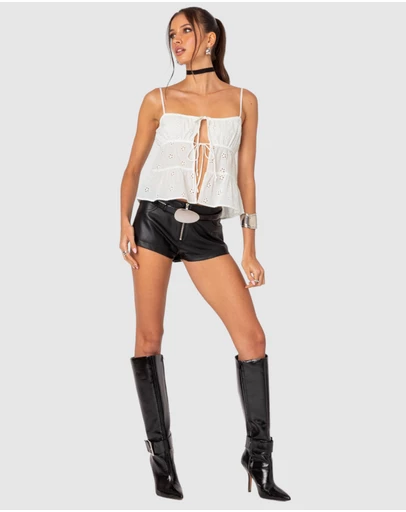 EDIKTED - Zippy Faux Leather Micro Shorts