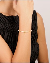 Lovisa - Waterproof Gold Plated Stainless Steel Rose Quartz Semi Precious Mini Heart Bracelet