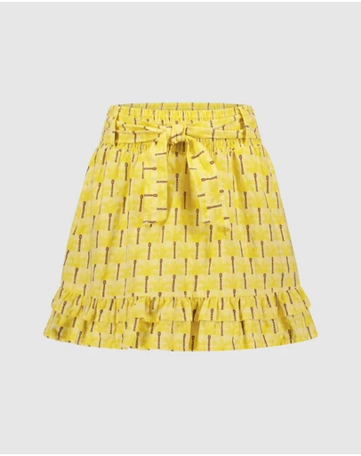 Like FLO - Palm Tree Print Skirt with Belt - Kids-Teens